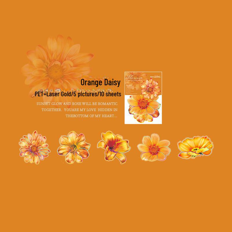 Beautiful Bloom Sticker Set: 3D Floral Handbook Decorations (10 Pieces)