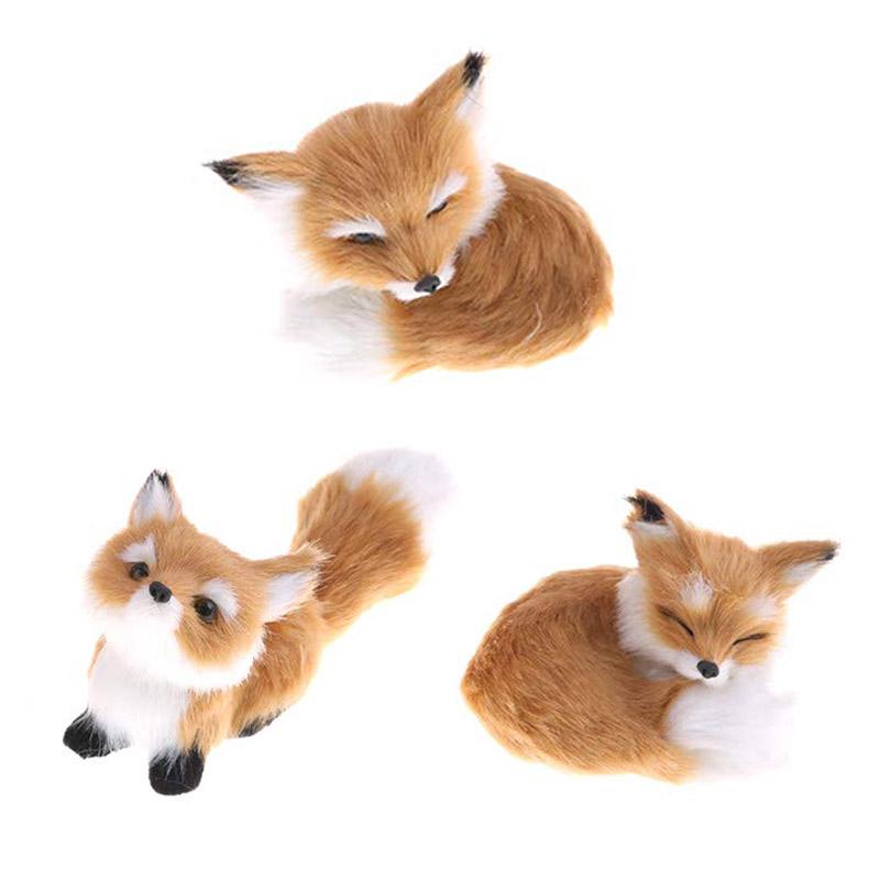 Mini Simulation Fox Plush Toy Cute Animal Figurine Model Home Table Decoration Ornament Fox Doll Toy Kid Adult Christmas Gift