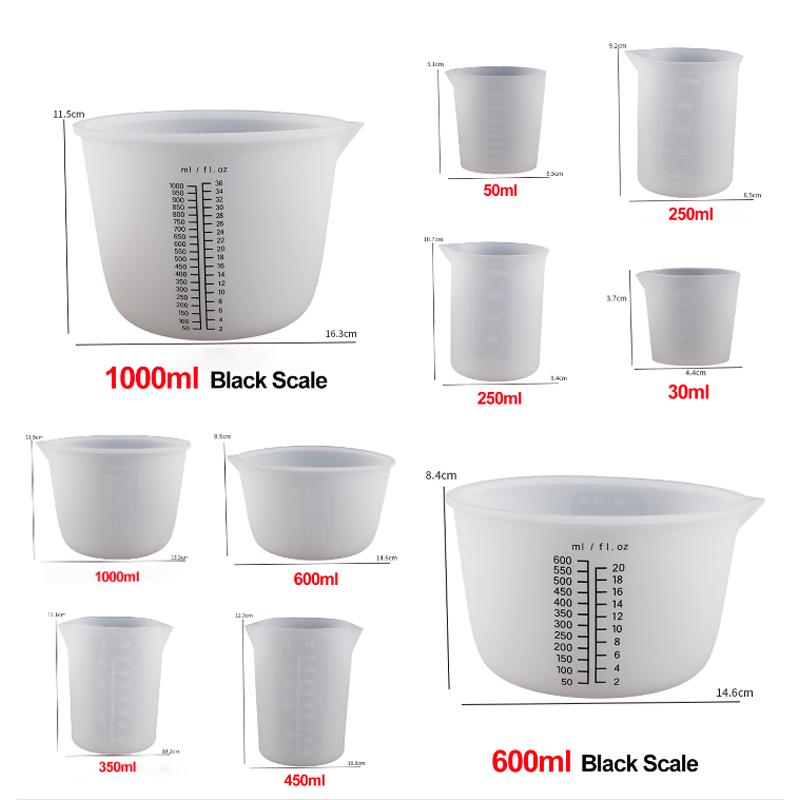 1PC 30-1000ml Silicone Measuring Cup Transparent With Scale Food-Grade Separating Cups DIY Cake Epoxy Resin Jewelry Making Tools