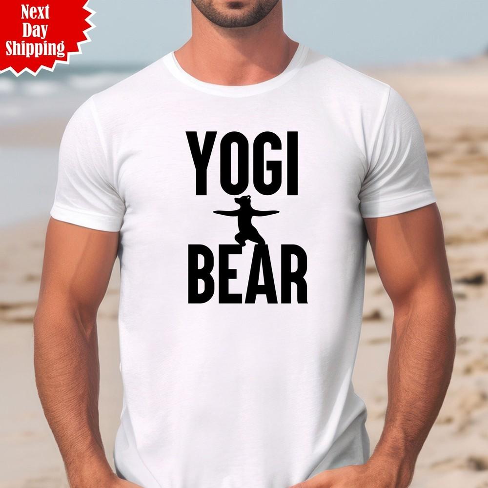 

Yogi Bear T Shirt Cool Printed Yoga Workout Gym Fitness Funny Men Crew Neck Top 3XL