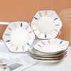 Mengyuan 4-Piece 8.5-Inch Hexagonal Porcelain Plate Set – Creative Underglaze Color Dishware.