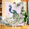 1pc 2D Flat Printing Spring And Summer New Arrival Peacock Floral Theme Digital Print Blanket, All-Season Use, Casual Throw, 100% Polyester Fiber Soft