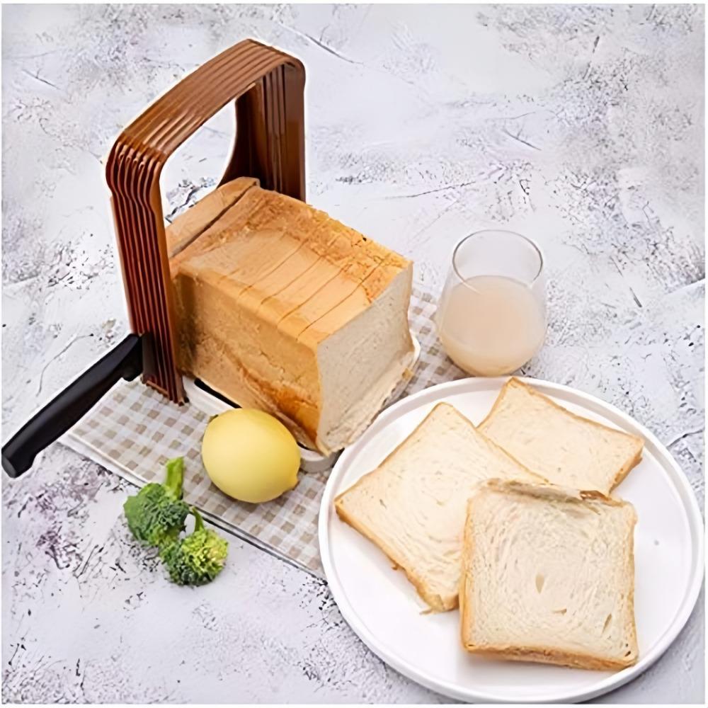 Homemade Bread Slicer Coffee Colored Plastic Foldable Bread Knife Holder Rack for Toast Cake Sandwich Slicer Cutting Baking Tool