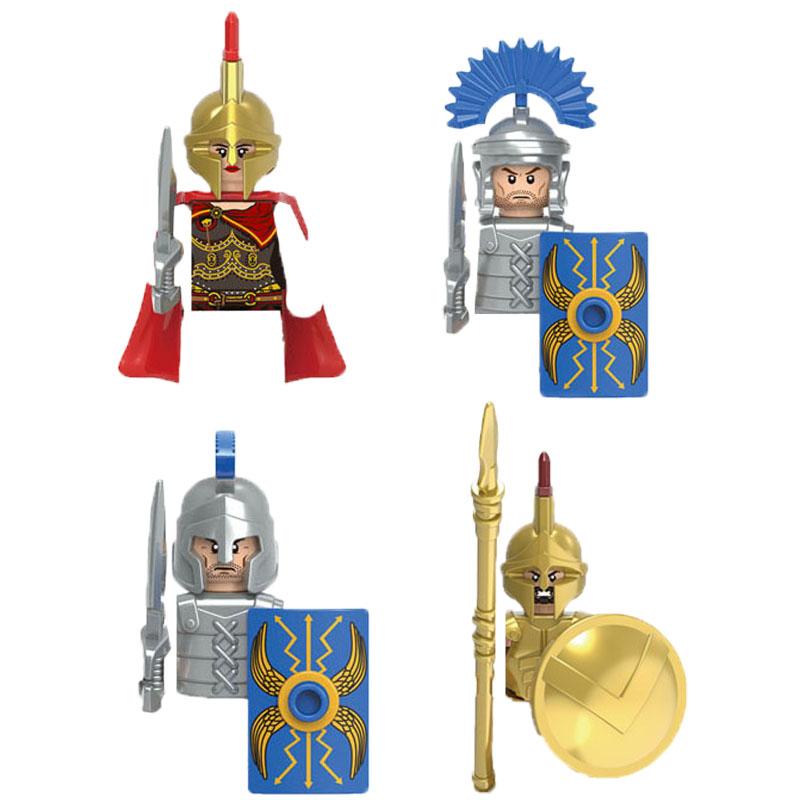 MOC Mittelalterliche Burg Grüner Drachenritter Figuren Bausteine Antiker Römischer Soldat Waffe Schild Kriegspferd Jungen Spielzeug Geschenk K149