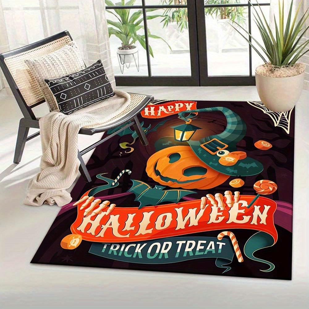 1pc Halloween Trick or Treat Area Rug, Slip-Resistant, Easy-Clean, Stain-Resistant, Perfect for Cozy Living Rooms, Bedrooms, Kitchens, Offic