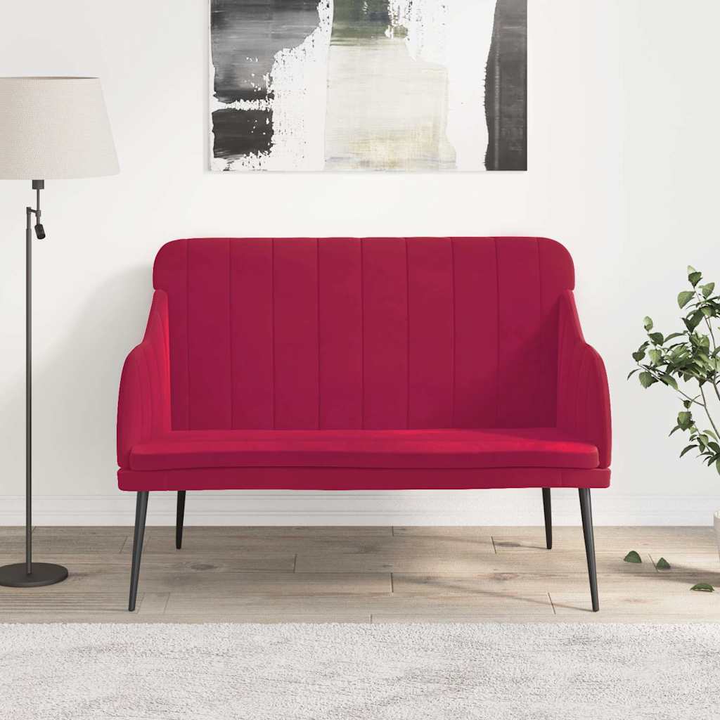 Velvet Bench In Wine Red 110 X 76 X 80 Cm