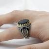 New wholesale personalized retro simple two-color men's ring black agate jewelry