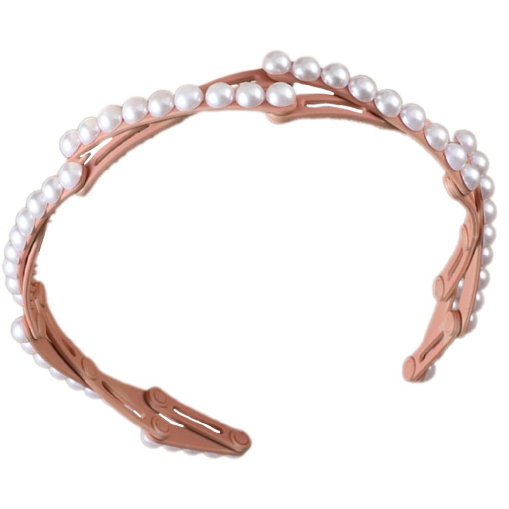 Korean Fashion Portable Hair Hoop For Women Foldable Headband With Anti Slip Designs And Faux Pearls Decoration