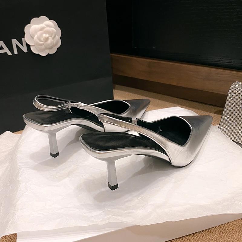 Fashion New Fashion Slip-on Women's High Heels Summer Solid Office and Career Sexy Pointed Toe Heeled Sandals Women High Heel Pumps