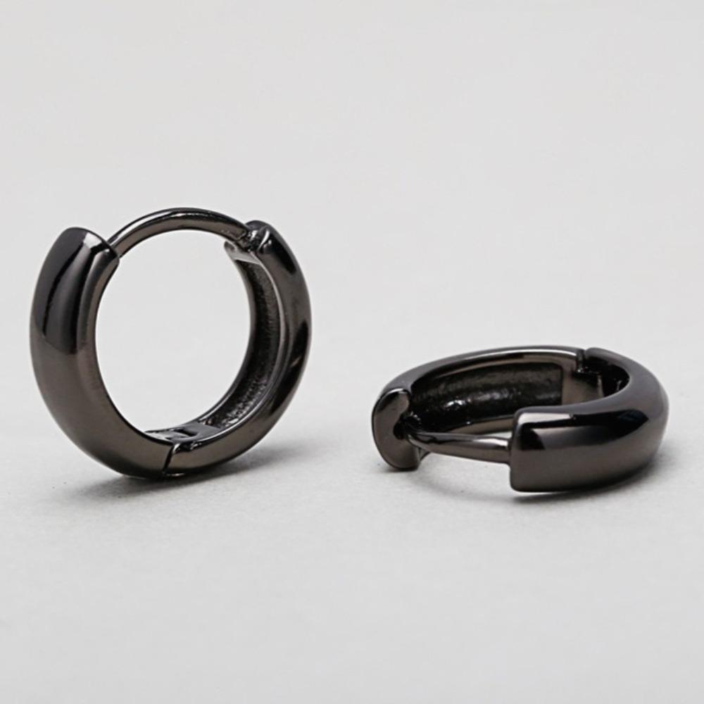 S925 Silver Plated Black White Hoop Earrings for Men Women Couple Simple Circle Earrings