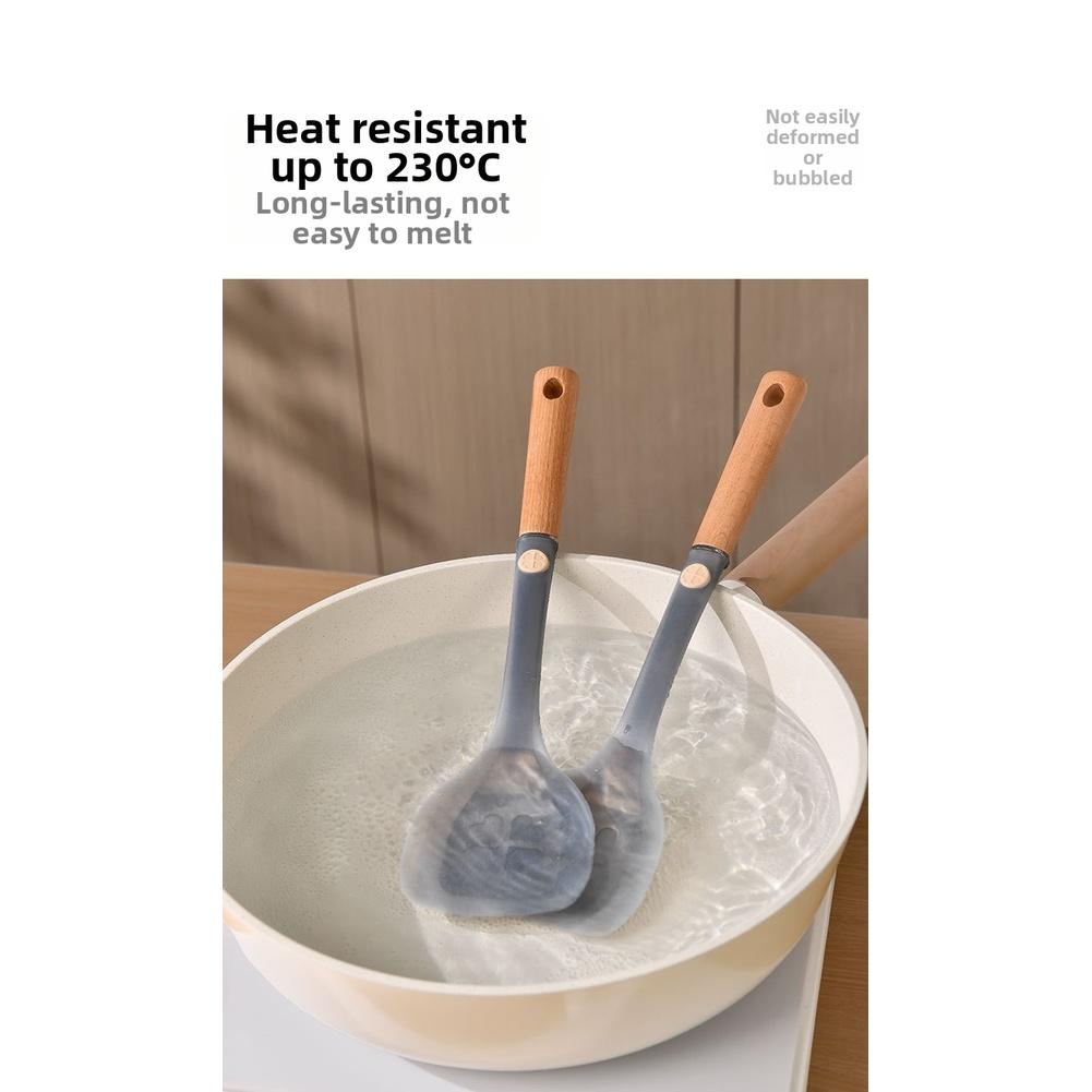 Silicone Spatula for Nonstick Cookware with Beech Wood Handle Heat Resistant up to 230 Celsius for Safe Cooking