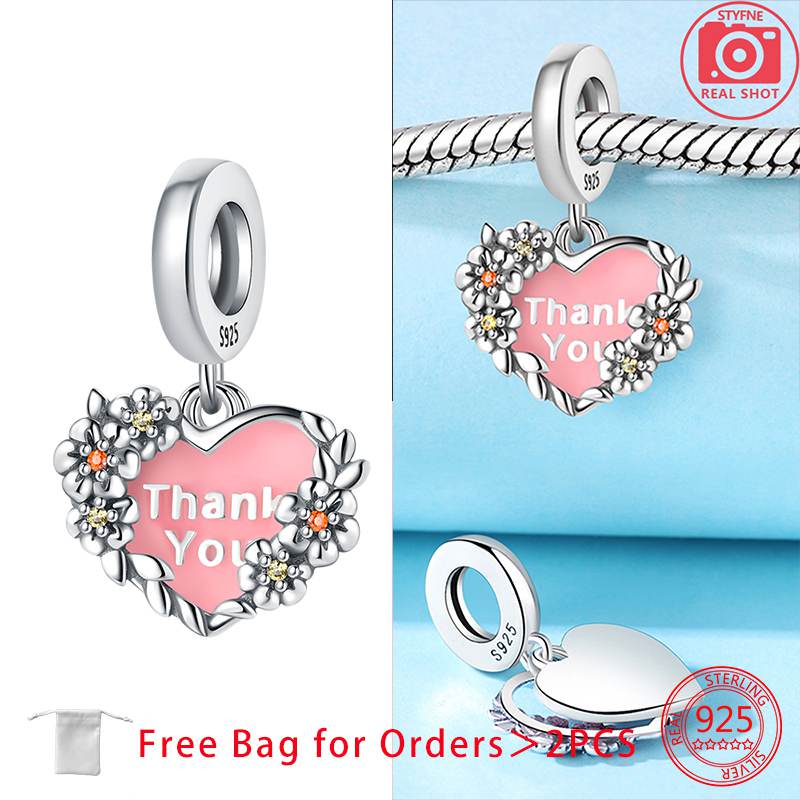 Endless Love Flower Bead Charms Hearts Charm Bead Charms originales copper Dangle Pendants Jewellery Birthday Charm Bead Charms for Women