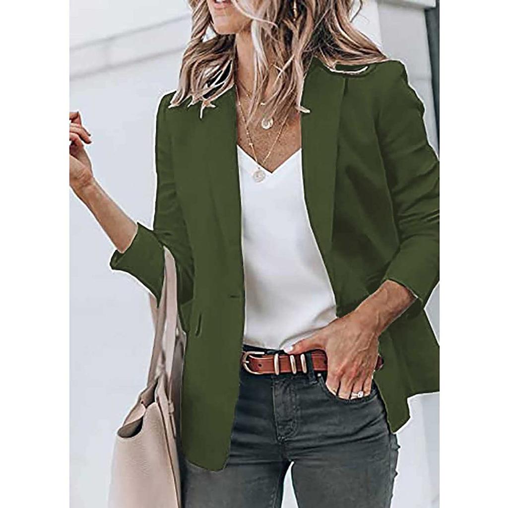 Women's Casual Lapel Open Front  Long Sleeve Work  Suit Jacket Coat