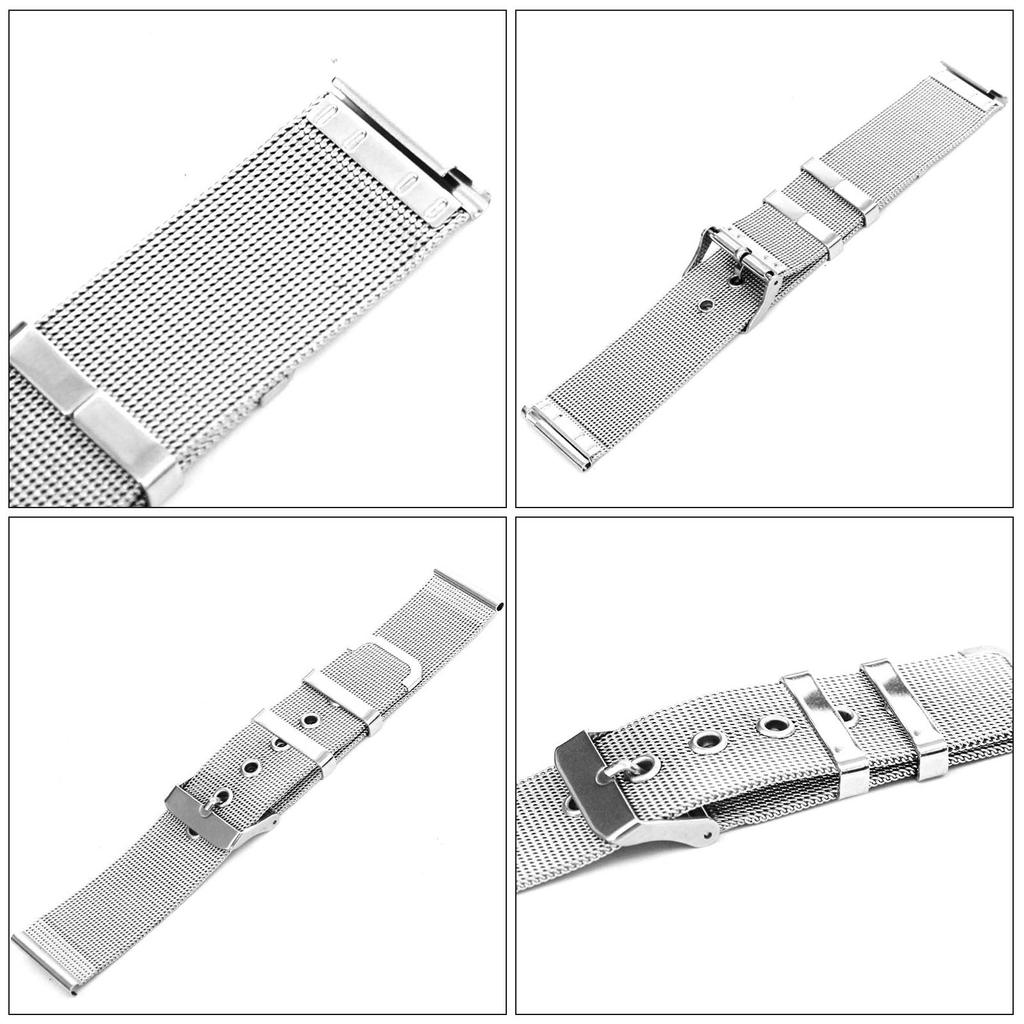 22mm Stainless Steel Watch Bands Quick Release Mesh Strap Replacement Metal Wristband with Belt Buckle Sport Bracelet