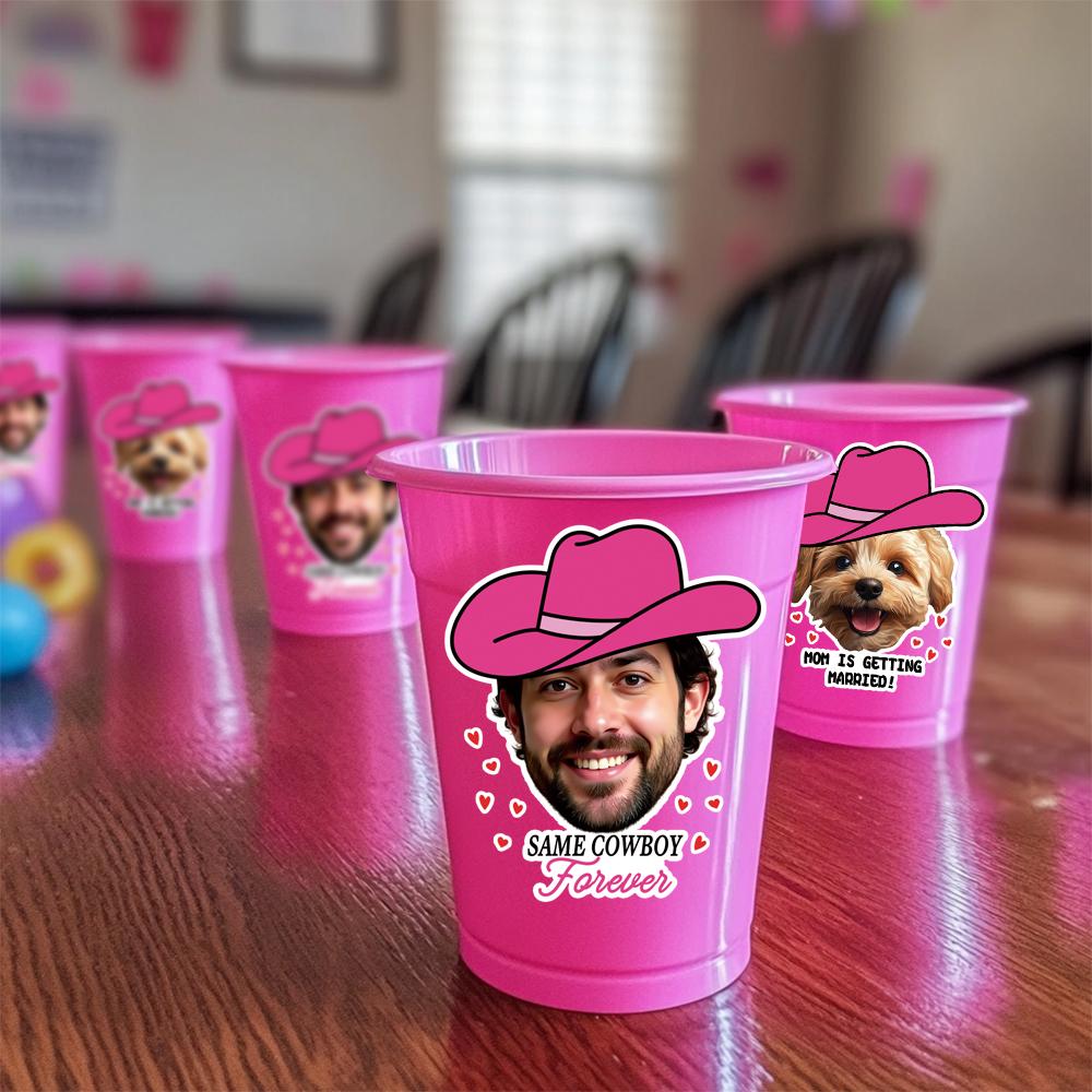 20pcs Custom Groom Face sticker Personalized Bachelorette Wine Cup Sticker Same Cowboy Forever photo Sticker Hen Party decor