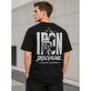 Men's Black Short Sleeve Crew Neck T-Shirt with Bold 'Iron Discipline Builds Legends' Graphic Print, Relaxed Fit for Gym & Casual Wear