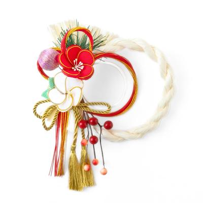 Hideshime New Year's Decoration Shimenawa (Sacred Rope) Stylish Dusty Color Modern Decoration Wreath Type Dusty White MD-40
