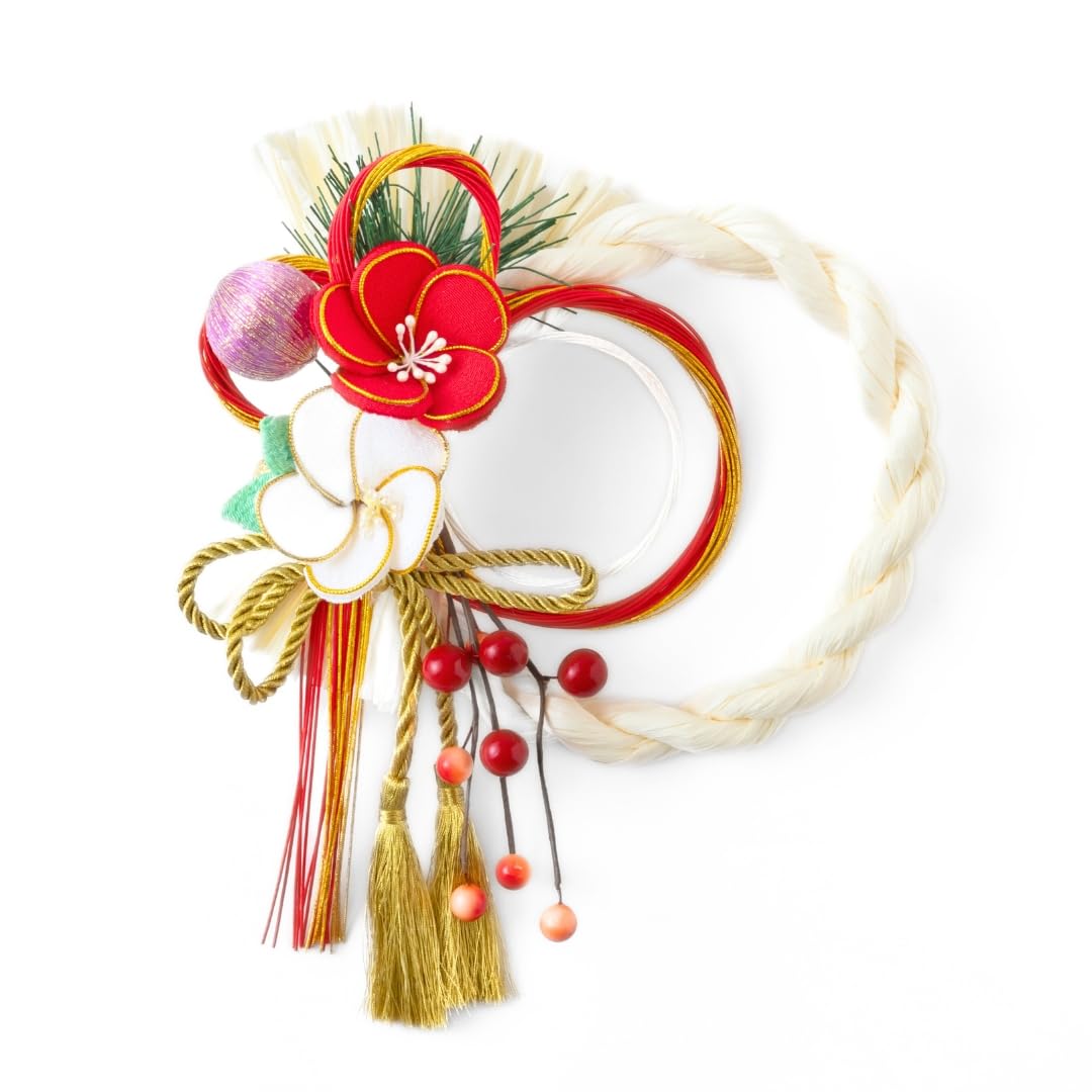 

Hideshime New Year s Decoration Shimenawa (Sacred Rope) Stylish Dusty Color Modern Decoration Wreath Type Dusty White MD-40