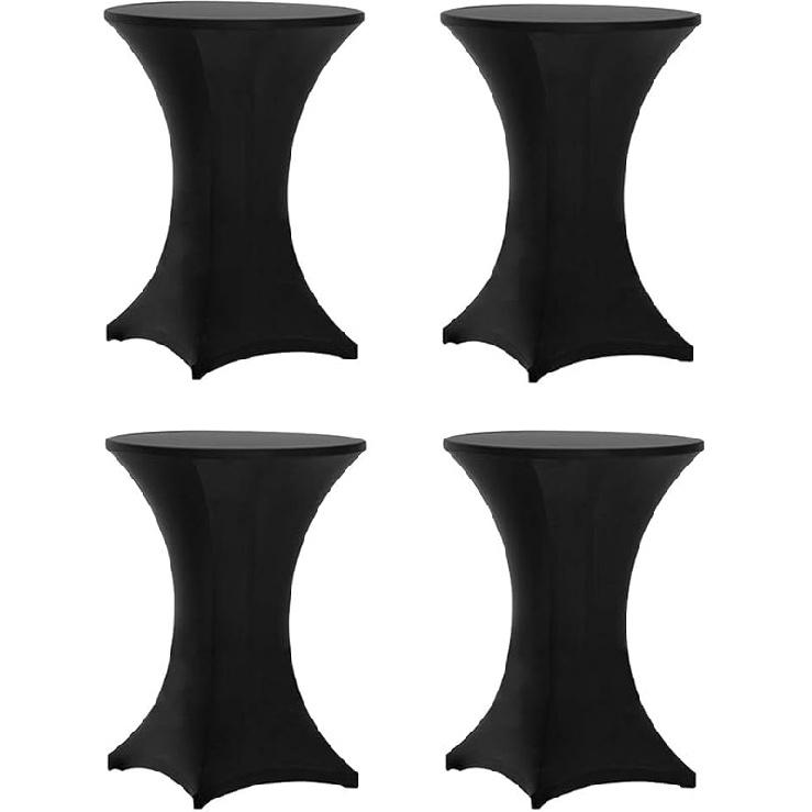 Tina s 4 Pack 30x42 Inch Highboy Spandex Cocktail Table Covers, Black, Fitted Stretch Cocktail Table Tablecloth for Round Tables 30in x 42in чёрный