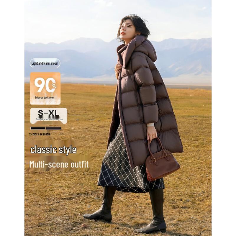 Demana Women's Long Hooded Puffer Down Jacket
