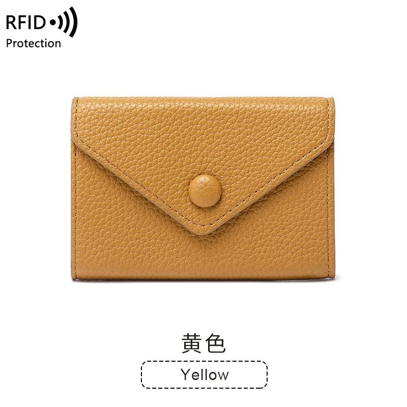 

Новый хит продаж, маленький кошелек для карточек из мягкой кожи с рисунком личи, легкий, портативный, женский, противокражный, с отделениями для карточек жёлтый