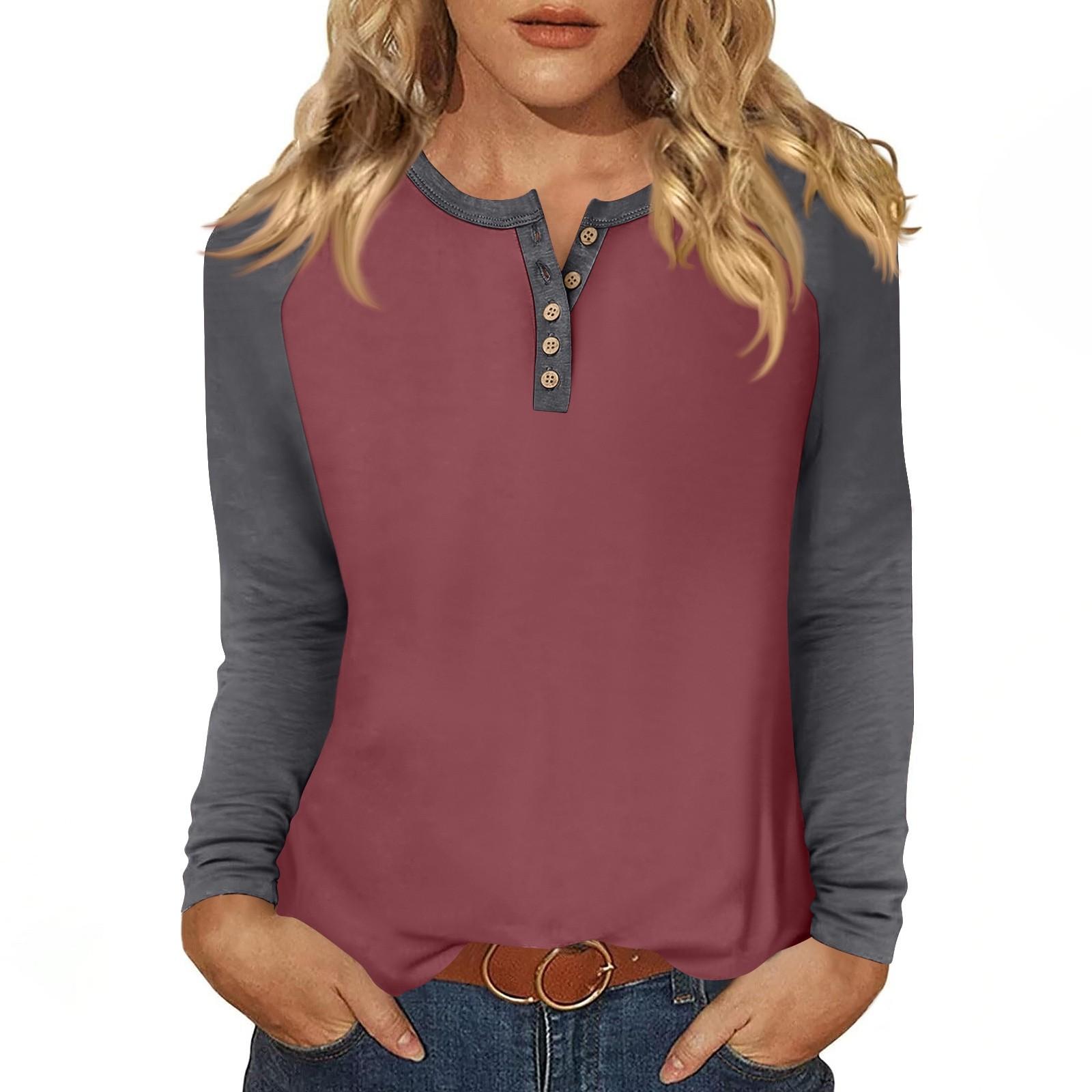 

Женская футболка с принтом, длинный рукав, повседневная мода, базовая, круглый вырез, пуговицы, рукав реглан, топ S