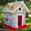 62KD Mini Cottage Hanging Bird House for Outside with Rope Similation Wooden Decorative Bird Feeder House for Hummingbirds