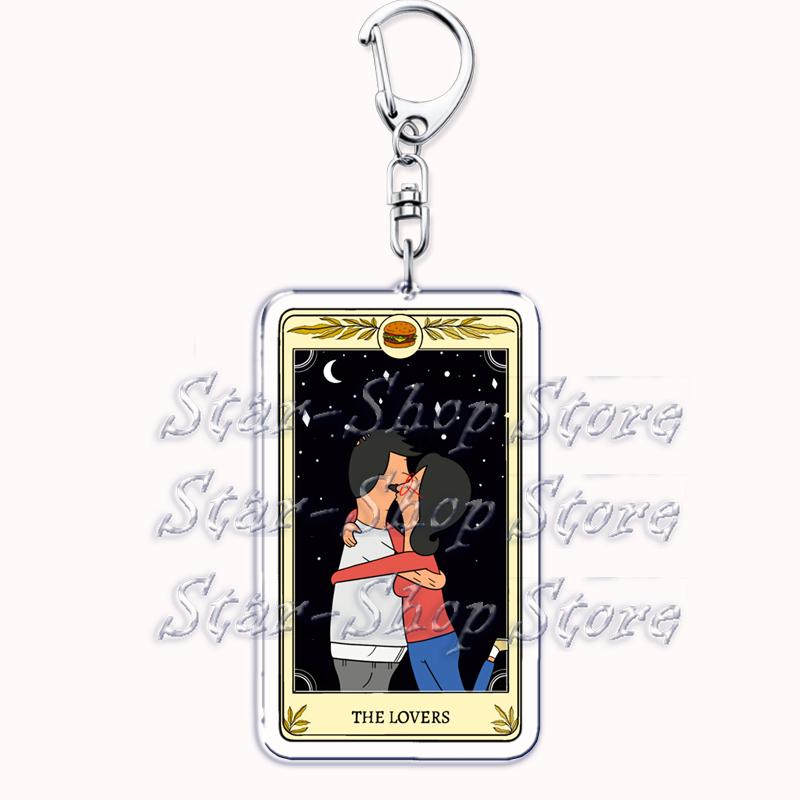 Popular Culture Halloween Tarot Card Keychains for Accessories Moon Luna Death Keyring Jewelry Fans Lovers Friends Reader Gifts
