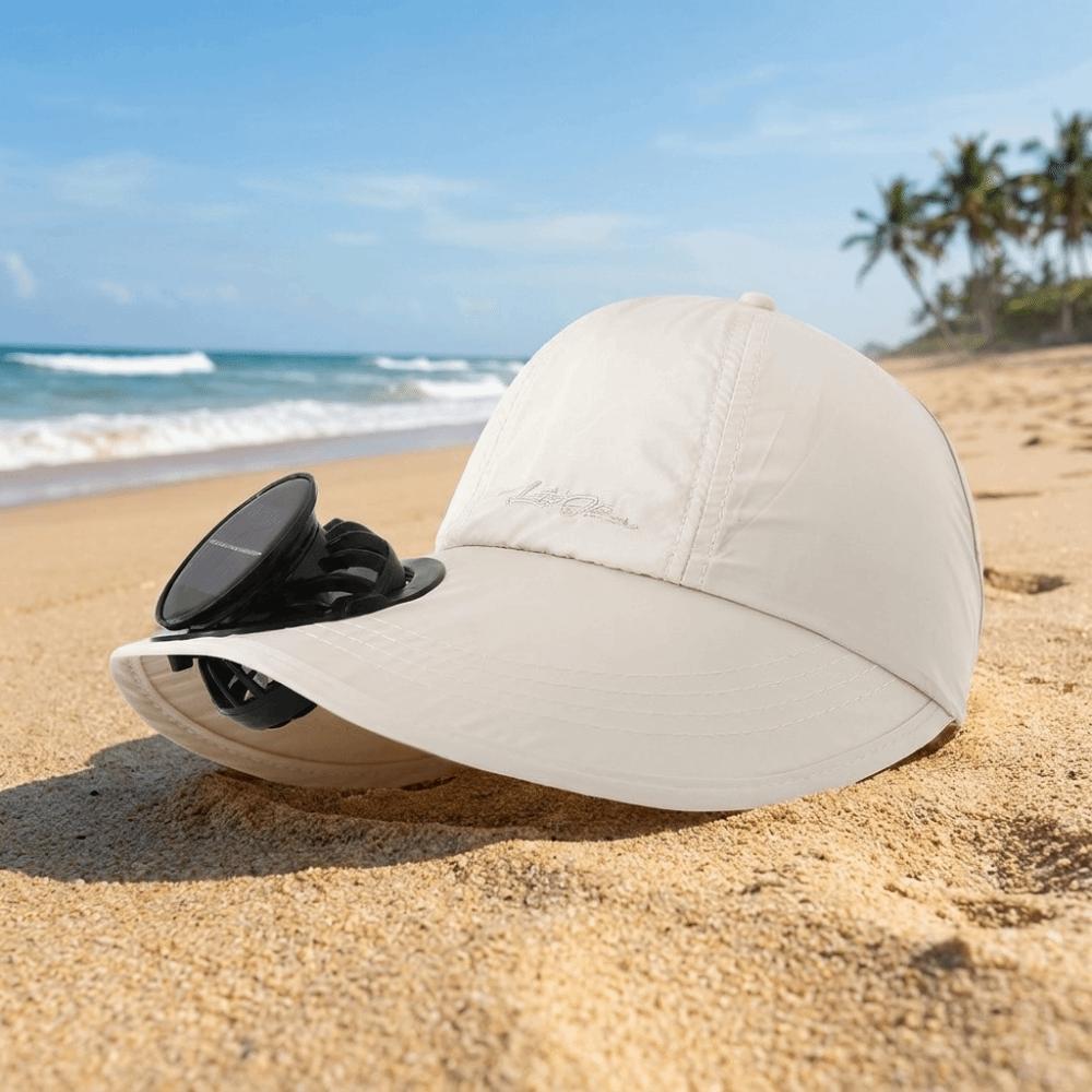 Chapeau Ventilateur Solaire Rechargeable Chapeau Pare-Soleil Couleur Unie pour 3.7V600mAh Plage