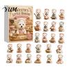 Cute Animal Desk Ornaments 24 Days Dog Advent Calendar 2026, 2D Acrylic Puppy Christmas Pajamas Series Hanging Pendants Countdown Calendar,