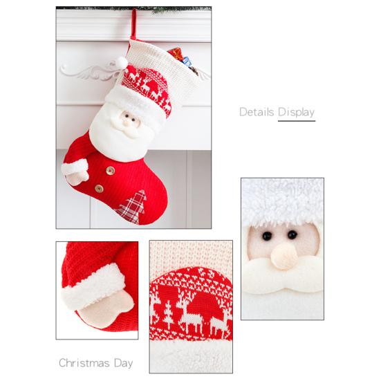 Christmas Stockings 19 Inch Large 3D Santa Claus/Snowman Knit Stockings Fireplace Hanging Gift Bag