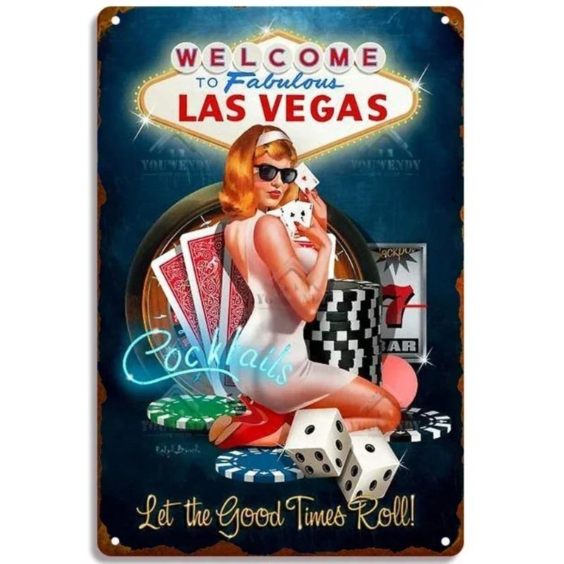 Pin-Up Girl Metal Sign, Retro Wall Art Decor