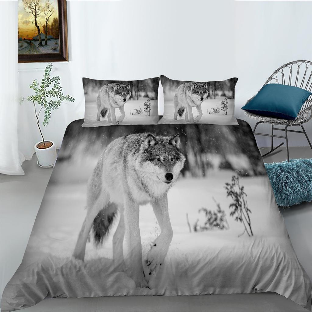 Polyester Bedding Two Or Three-Piece Wolf 3D Digital Printing
