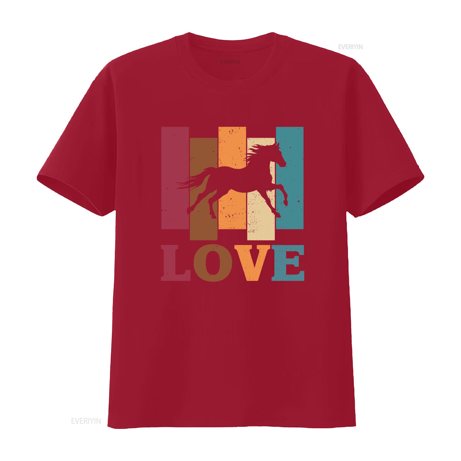 

Horse T Shirt I Love Lover Rider Owner Trainer Who Loves Horses HOR004F01 vintage Washed streetwear designer clothes Unisex S