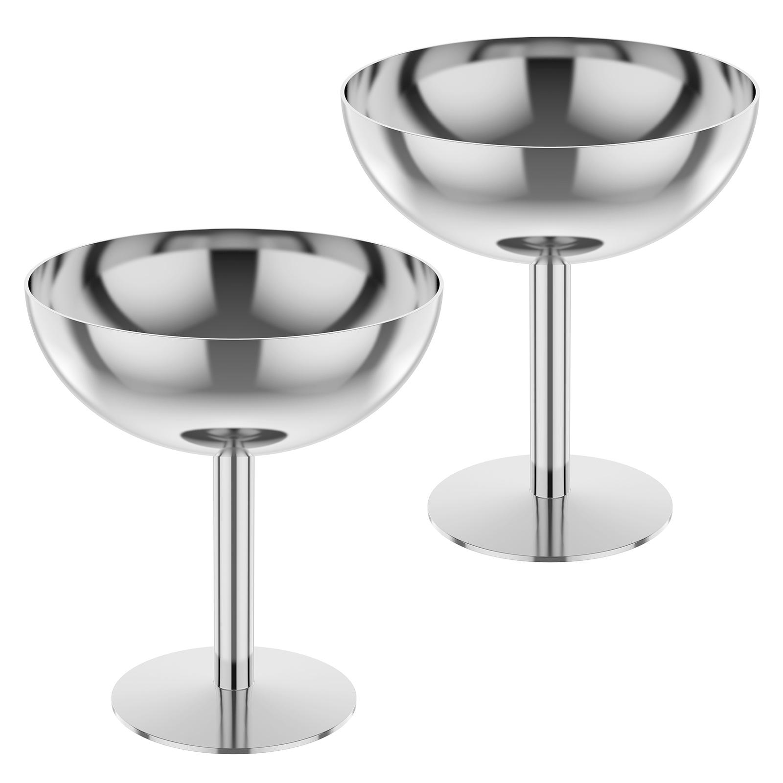 

2 шт. Миска для мороженого из нержавеющей стали, круглая миска для мороженого, многоразовая десертная чашка, чашка для пудинга на высокой ножке для DIY мороженого, парфе