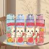 1PC Summerween Floral Cat 750ml Color Plastic Sports Water Bottle Leakproof Flip Straw Lid Suitable for Sports Office Home Use