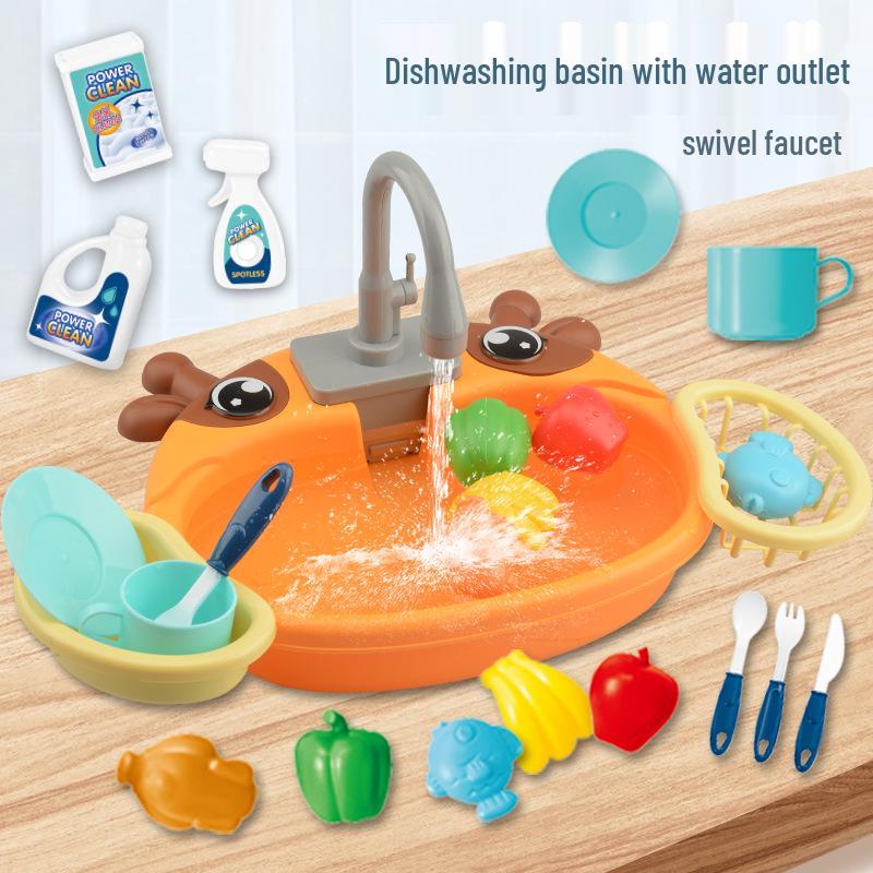 Kids' Dishwashing Play Set with Circulating Water and Animal Basin