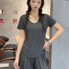 Women's U Neck T-Shirt 2026 Summer Modal Basic Short Sleeve Tshirts Loose Fit Relaxed Casual Tee Tops Solid Pocket Tees