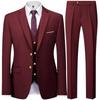 3 Pieces Men Business Suits Sets / Male Groom Wedding Banquet Solid Color High End Large Size Brand Blazers Jacket Coat