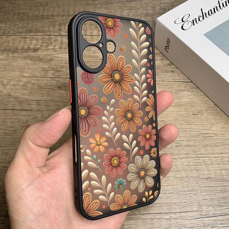 Cartoon Flowers Print Case For iPhone 17 Air 16e 16 15 14 Pro Max 13 15 Pro 17 Pro 17 Shockproof Soft Edge Hard PC Matte Phone Cover