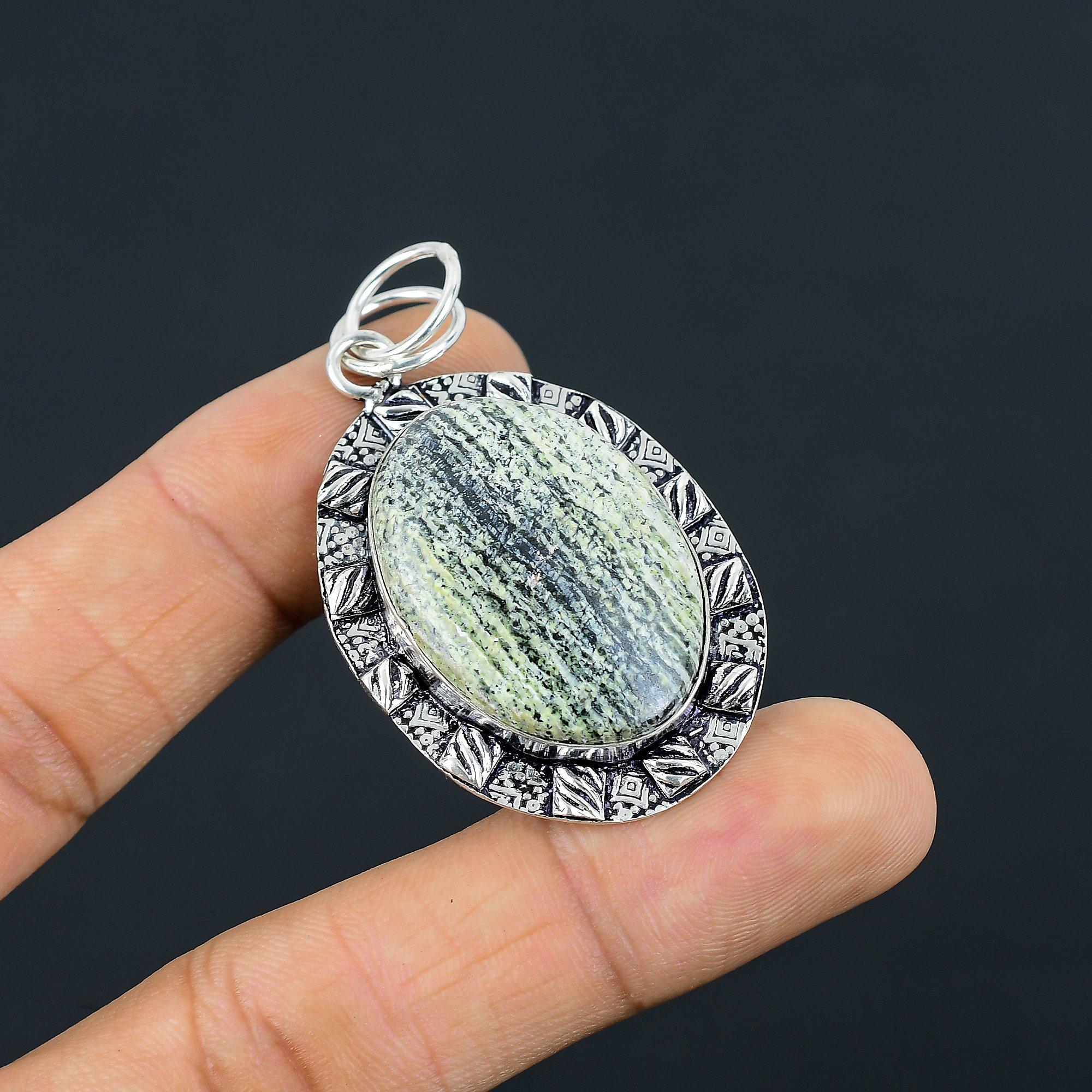 

Daughters Day Deal Green Swiss Opal Stone Sterling Silver Bezel Pendant Jewelry