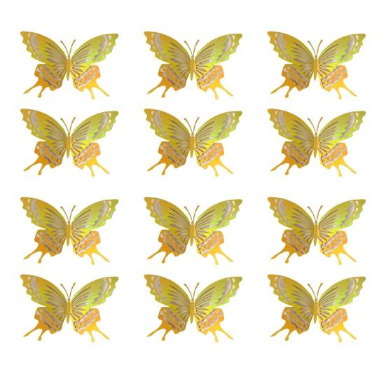 

12 Pcs Butterfly Wall Decor 3D Hollow Butterflies Sticker for Birthday Cake Cupcake Toppers Removable DIY Mural Art for Room Office Bedroom