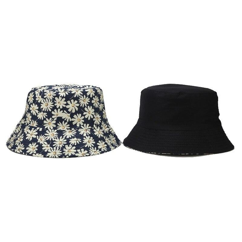 Double-sided Wearable Daisies Bucket Hat Men Women Caps Summer Panama Fold Sun Fishing Fisherman Hat