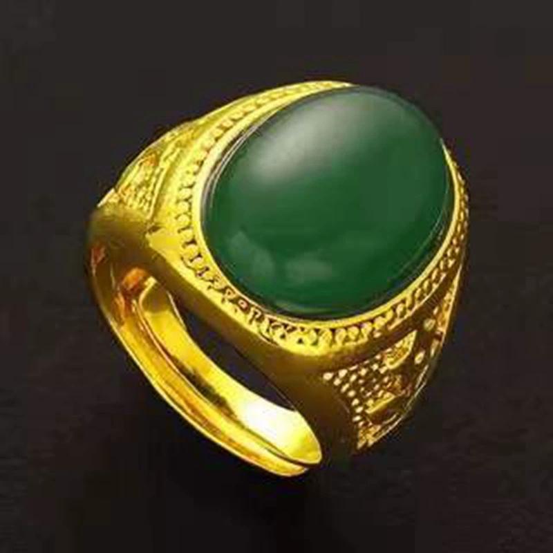 

Розкішна чоловіча каблучка з агатом, регульовані чоловічі розкішні каблучки зелений