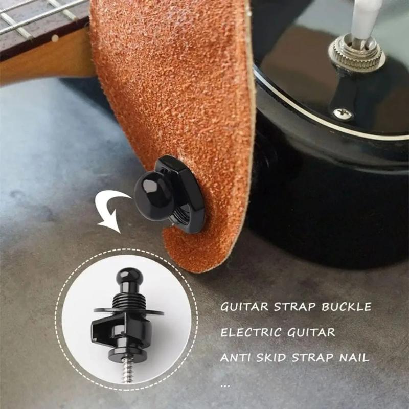 Pack of 2 Guitar Strap Locks Easy to Use Guitars Strap Buttons Metal Texture Bass Straps Locks Metal Guitar Pins