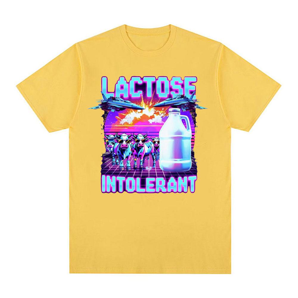 Lactose Intolerant Meme New Graphic T-Shirt Retro Milk 90s Funny T Shirts Men Women Casual 100% Cotton Humor Short Sleeve Tshirt