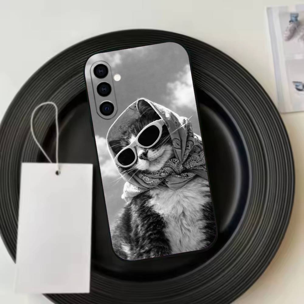 Thinking Surprised Cat  Phone Case For Samsung Galaxy A73,A72,A71,A70,A53,A52,A51,Others Soft Black Cover