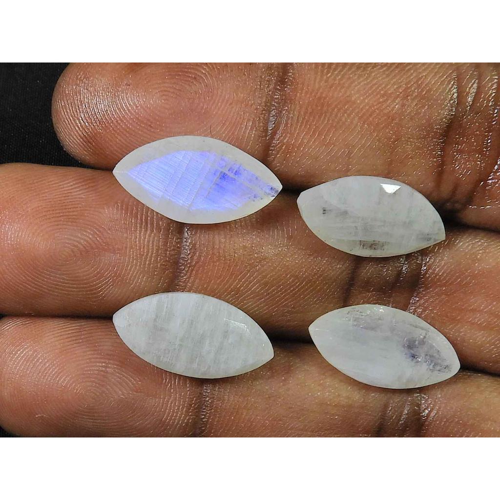9X18MM Natural Rainbow Moonstone Marquise Faceted Loose Gemstone 4 Pcs Lot RML-983