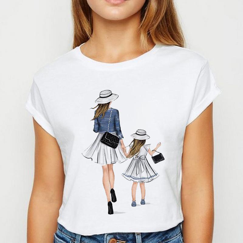 T-Shirts Women 90S Casual Ladies Cute Girls Fashion Clothes Graphic Tshirt Top Elegant Lady Print Leisure Female Tee T-Shirt