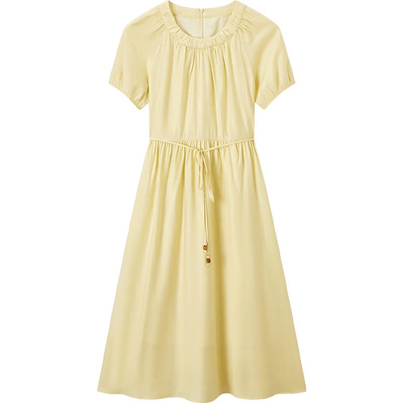 Aijutu French Retro Tie-Waist Short Sleeve Dress